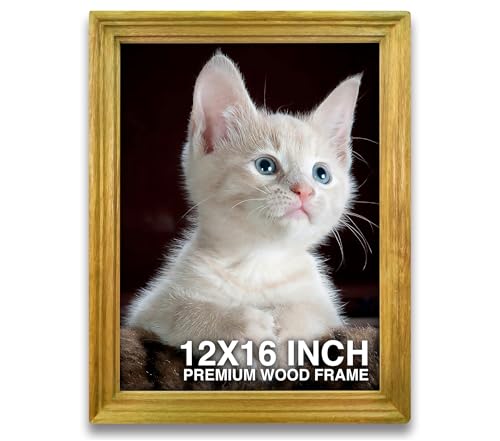 Image of Photo Frame 12x16 inch | Hanging Photo Frame | Small picture Frame | Yellow Wooden Frame for Wall | Cheerful Wall Decoration (12x16 inch, Yellow)