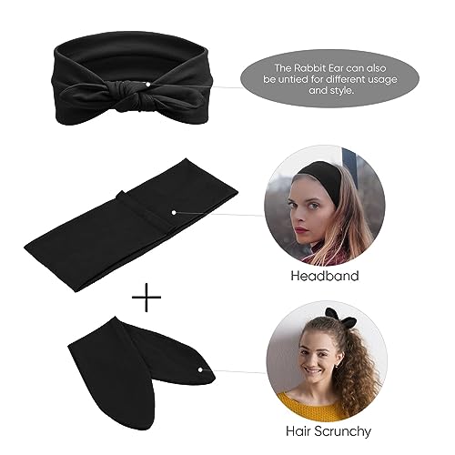Image of DRESHOW 8 Pack Headbands for Women Bow Knotted Hair Band Facial Cloth Rabbit Ears Running Sport Elastic Hair Wrap