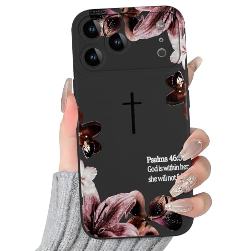 Coque iPhone 17 Pro Max croix chrétienne noire, cadeau idéal