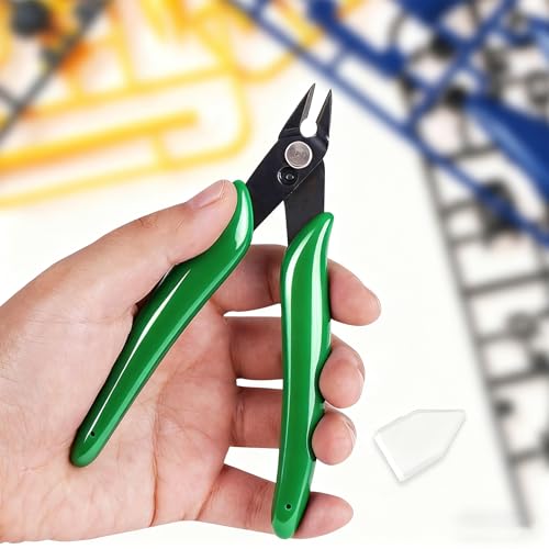 Image of Micro Wire Cutter 5-inch,Precision Flush Cut Nippers,Small Side Cutting Pliers for Jewelry,Electronics,3D Printing,Plastic Models,Green