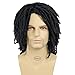 GNIMEGIL Short Braided Wigs for Man Afro Bob Black Crochet Twist Hair Dreadlocks Wig Natural Synthetic Fiber Layered Breathable Faux Locs Braids Curly with Weaving Cap