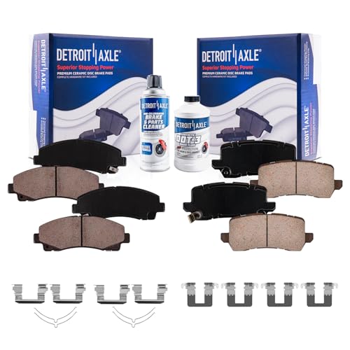 Image of Detroit Axle - Brake Pads for Acura 2015-2020 TLX Front and Rear Ceramic Brake Pads with Hardware 2016 2017 2018 2019 Replacement