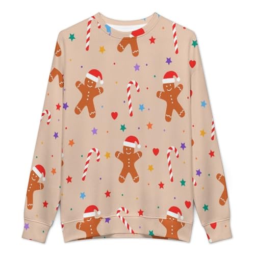 MoBlinko Mens Sweater Christmas Gingerbread Man Sweaters for Men L Crew Neck Sweater for Men Lightweight Pullover2