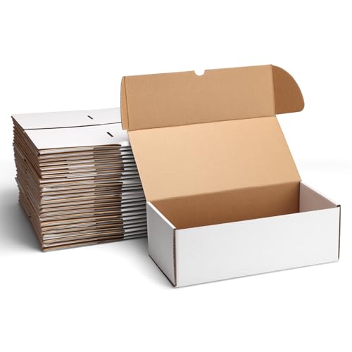 Image of ZBEIVAN 12x6x4 White Shipping Boxes Set of 25, Corrugated Cardboard Mailer Boxes for Packaging Small Business Mailing Gifts