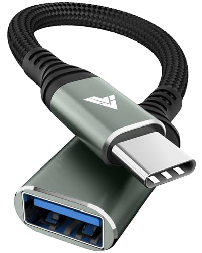 Image of DR VAKU MAXPORT Type C to USB A 3.0 OTG Adapter Connector Fast Charging Data Transfer Cord Speed Upto 10 GBPS Nylon Braided Cable for iPhone 17 /15 /16 Laptops, Smartphone & Other Type C Devices- Black