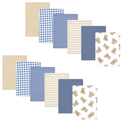Image of Hudson Baby Unisex Baby Flannel Burp Cloth 12pk, Gentleman Bear, One Size