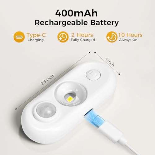 Image of LED Motion Sensor Puck Lights, Small Rechargeable Under Cabinet Light, Dimmable Daylight White Closet Lights, Wireless Under Cabinet Lighting for Drawer, Kitchen (4 Pack)