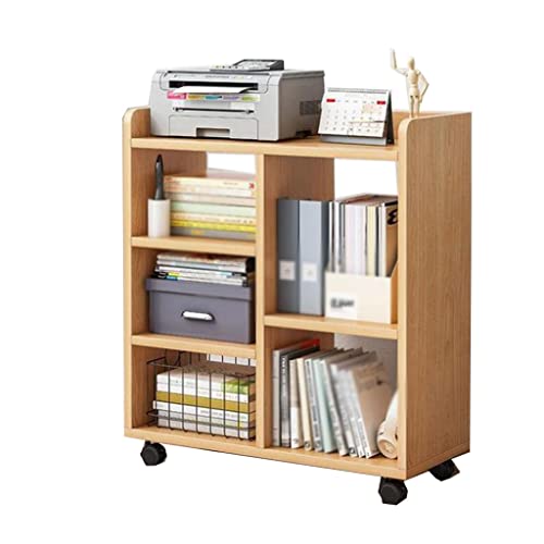 RSLEE Bookcase Floor Mobile Bookshelf with Rollers,Floor-to-Ceiling Bookshelf Multi-Level Bookshelves