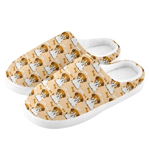 Soft Cute Dog Bone Orange House Slippers for Woman Men,Fuzzy Slippers Cozy Memory Foam House Shoes Gifts for Women Men Size 14/15 23020694