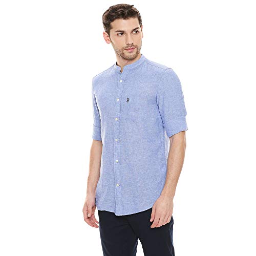 Image of US Polo Association Men's Solid Regular Fit Button Down Shirt (USSH6039H Grey, Blue and Red 3XL)