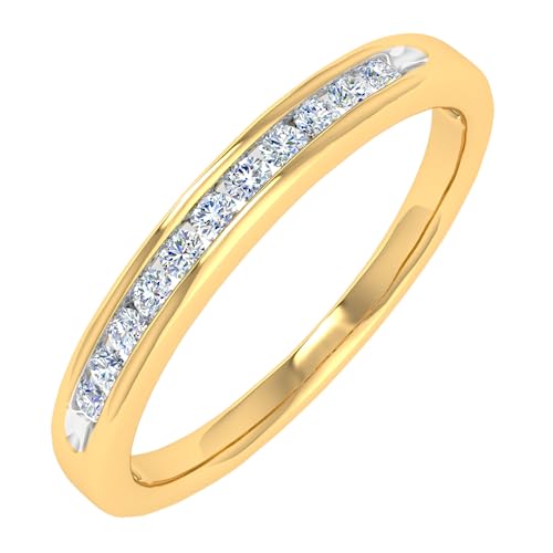 1/10 Carat Channel Set Diamond Wedding Anniversary Ring in 14K Gold (I1-I2 Clarity)