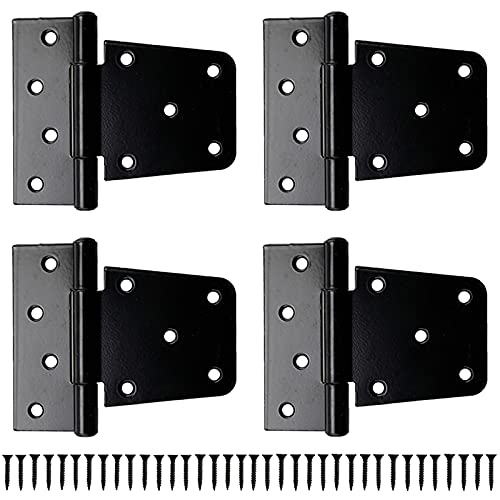 4 Pack 3.5 Inch Door Hinges Shed Hinges Heavy Duty Gate T Hinges Black Finish With Screws #TOP15