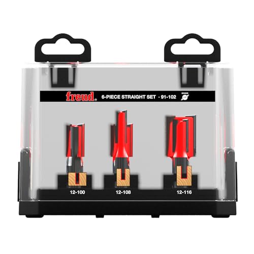 Freud 6 Piece Straight Bit Set - Ideal for Routing Grooves, Dadoes, and Rabbets - 1/2" Shank, 1/4",...*