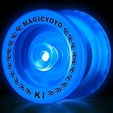 MAGICYOYO Responsive Yoyo K1 Tug Return Yo yo, Hubstacks Yo-yo for Kids Beginners Dual Purpose Yo Yo with Unresponsive Bearing, Storage Bag + 12 Strings +Yo-Yo Glove +2 Yo yo Hubstacks (Glow Blue)