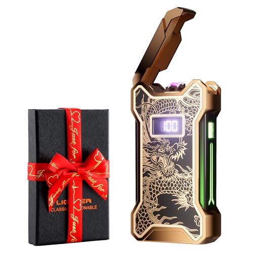 Dachance Electric Lighter for Men Dad Him Digital Counter Bettary Display Windproof Flameless Plasma USB Rechargeable Arc Birthday Gifts for Men, Boyfriend,...
