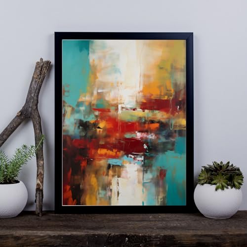 Tableau abstrait texturé bleu et jaune Spiffing Prints grand format pour salon - 6