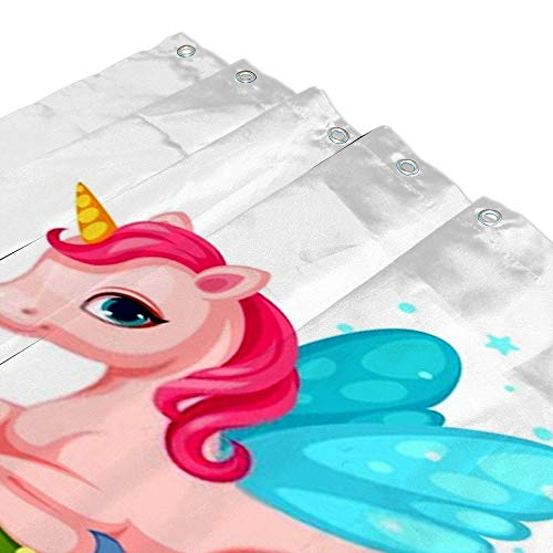 Rideau de douche licorne rose imperméable en tissu polyester 183x183cm