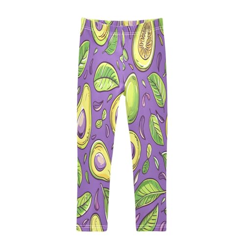 Bolaz Toddler Girls Leggings Printed Yoga Pants Leggings Avacado Fruits and Leaves for Kids