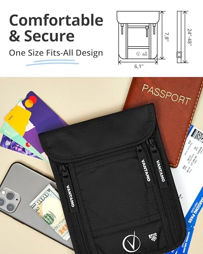 Premium Neck Wallet Travel Pouch and Passport Holder, RFID Protected, Fits Passport with cover. Passport Holder Neck For Men and Women4