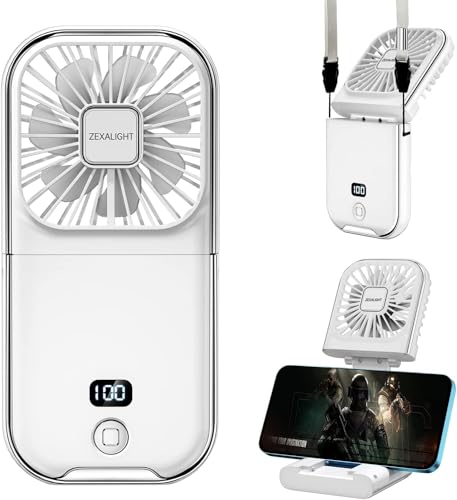 Werwing Enfriador de cuello ultrafino de 360°, ventilador USB plegable de 3 velocidades, 3000 mAh, 6 horas, refrigeración manos libres para gimnasio, oficina, viajes (blanco)