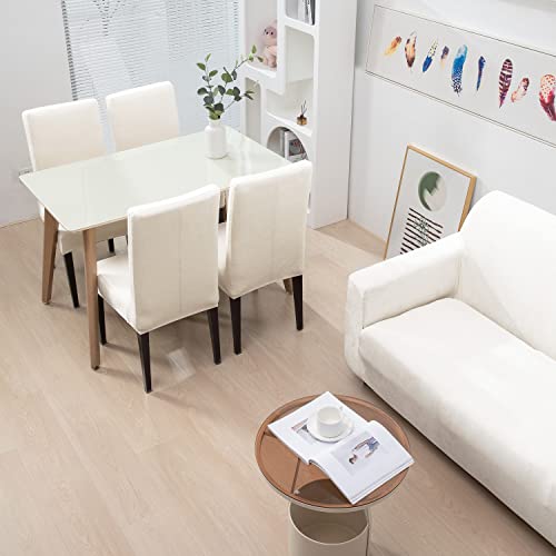 Image of HOKIPO 200 GSM Premium Velvet Sofa Cover 1 Seater Fully Covered, Beige (AR-4736-BGE)