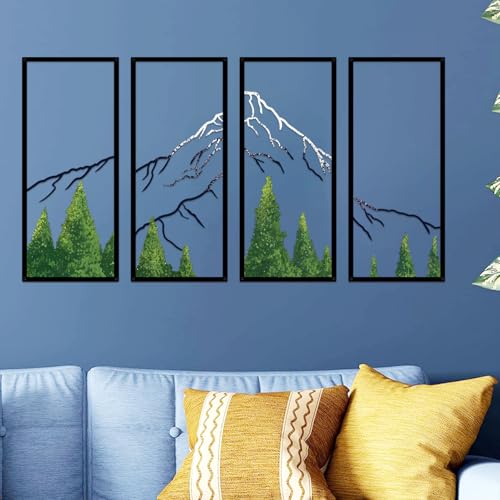 Décoration murale abstraite en métal ruelen lot de 4 vert S