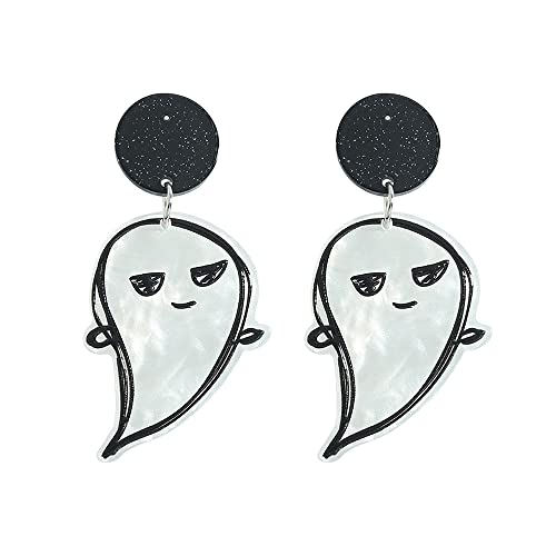 Niedliche Halloween-Geister-Acryl-Hängeohrringe für Frauen und Mädchen, Harz, hypoallergen, Piercing-Ohrring für Party, Cosplay, Kostüm, Zubehör, lustiger baumelnder Schmuck, Geschenke, Bff Geburtstag Cover