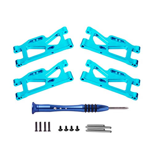 RCMOXETO Aluminum RC Front and Rear Swing Arms for Wltoys 144001 124018 124019 Upgrades Parts 1/14 RC Parts Metal Upgrade Suspension Arms 1:14 Replacement Parts 4PCS Blue