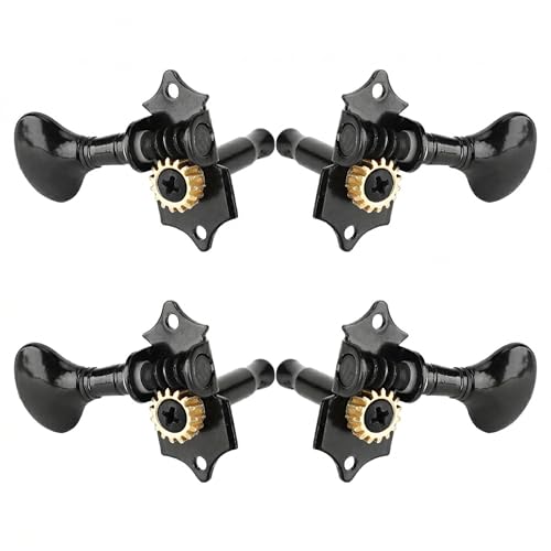 JADPES 4 Strings Musical Instrument Tuning Pegs Machine Heads Parts for 4 Strings Hawaii Guitar Peg Shaft Ukulele Button Twists (Black)