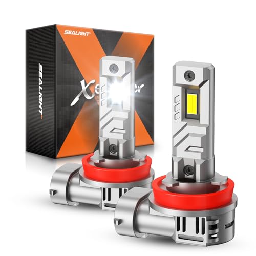 SEALIGHT H11 Fog Light Bulbs, 40000LM 8X Brightness H8/H9/H16 Light Bulbs, 6500K Cool White Bulbs with 15000RPM Fan, Plug and Play, IP68 Waterproof, Pack of 2