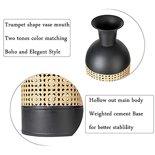 Set of 2 Floor Metal Vase for Decor Hollow Out Boho Farmhouse Tall Flower Vase for Faux Flower Arrangement Large Elegant Glazed Metal Vase for Centerpiece/Table/Ground/Living Room Home Decor - Image 5