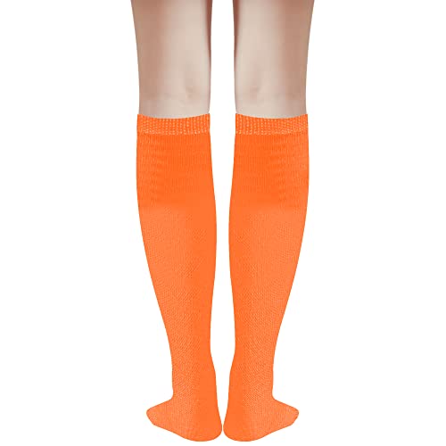 Image of DOOVID Casual Knee High Socks for Women Tube Socks Elasticity Athletic Socks Thin Stripe Knee High Stockings