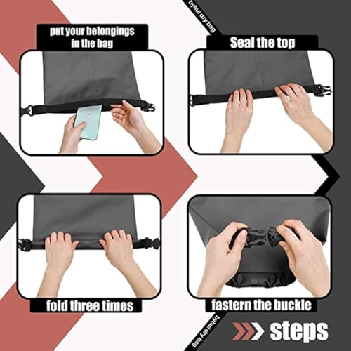 Image of AMIRATE PVC Waterproof Dry Bag Sack - Floating Ocean Bag Pack for Camping, Hiking, Boating & Travel, Durable Water-Resistant Storage, Black Color (5 Liter)