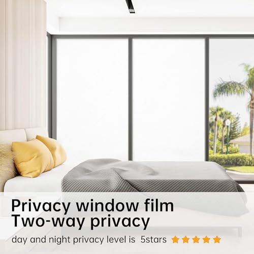 Image of CREON Window Privacy Film Frosted Glass Static Cling UV Sun Blocking Heat Control Window Tint Day and Night Insulation Home Bathroom Door Decorative Frosting Cover (Blur-WIHITE, Frostd (20 x 55 inch)