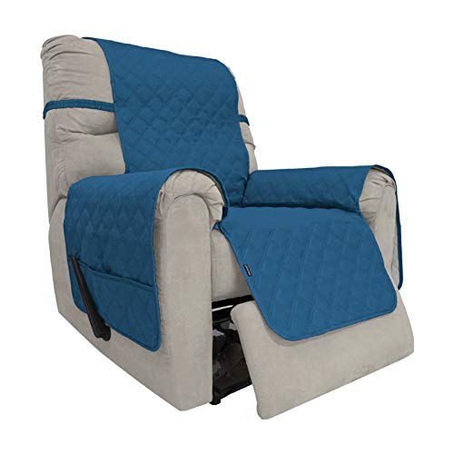 Image of Easy-Going Sofa Slipcover Waterproof Recliner Chair Cover Non-Slip Fabric Couch Cover for Living Room Washable Furniture Protector for Pets Kids Children Dog Cat (Recliner, Peacock Blue)