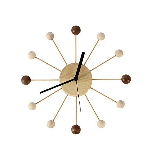 Shisedeco Art Ball Clock In Wood And Bamboo, Decorative Modern Silent Wall Clock For Home,Bedroom,Kitchen,Living Room,Office Etc. - Creative Wooden Mid Century Retro Design (Wood Bamboo Natural) #TOP18