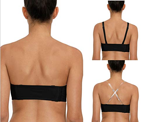 Vgplay Black 36Dd Clear Straps And Back Bra Strapless Full Figure Lightly Padded Push Up Convertible Plus Size #TOP2