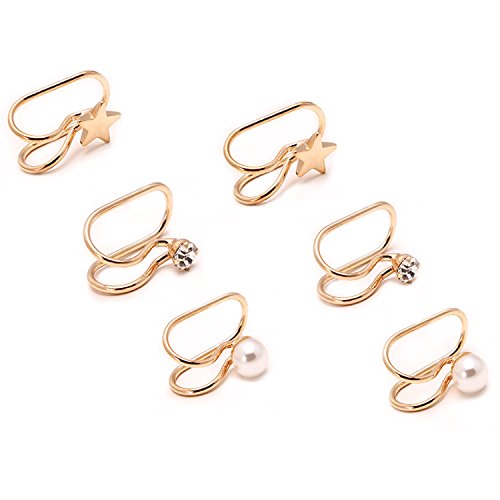 Casfine Cartilage Cuff Earrings Set - Fake Clip on Non-Pierced Ear Cuff Stud Earring Set for Women Girls