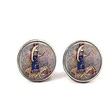 Qualitativ hochwertig Vintage Bogenschießen-Zubehör starke Schleife Jagd Frauen Ohrringe rund Kunstschmuck Glaskuppel Ohrringe