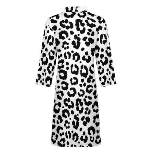 Peignoir de bain homme léger noir blanc léopard tendance - 5