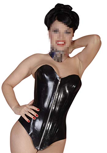 Palace Civet Latex-Korsett, Reißverschluss vorne, Schnürung hinten, eng anliegend, 0,8 mm - Schwarz - Angepasst Cover