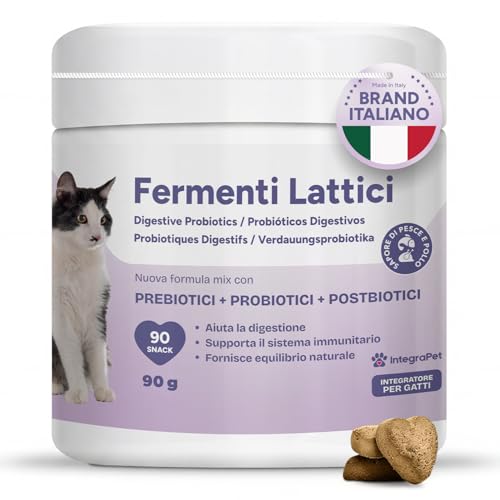 Integrapet Probiotici per Gatti con Fermenti Lattici Gatti – Probiotici Prebiotici Digestivi, 90 Snack Naturali Gusto Pollo per Regolarità Intestinale e Difese