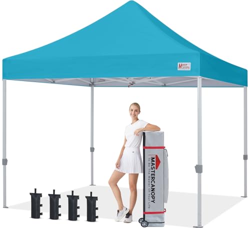 Image of MASTERCANOPY 10x10 Heavy Duty Pop Up Canopy Tent with Roller Bag,Sky Blue