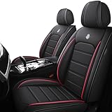 Car Seat Covers Front Seats Fit for Scion xB 2005-2015,2 Seats Custom Fit Leather Cover Protector Cushion,Automotive Vehicle Auto Interior Covers(Black Red Bars,Premium Front Seats)