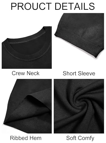 Image of Imily Bela Womens Summer Short Sleeve Sweater Dressy Casual Crew Neck Knit Tops Fashion Pullover Shirts