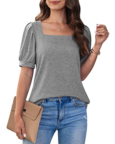 Womens Summer Tops And Blouses Spring Basic Clothes Casual Tee Shirts Grey 2Xl #TOP2