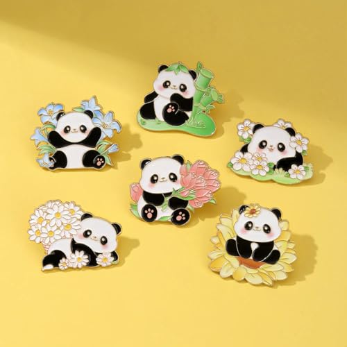 Image of Panda Cute Oil Dripping Panda Brooch Outdoors Lapel Pins Badge Brooch Pins (Bro000001)