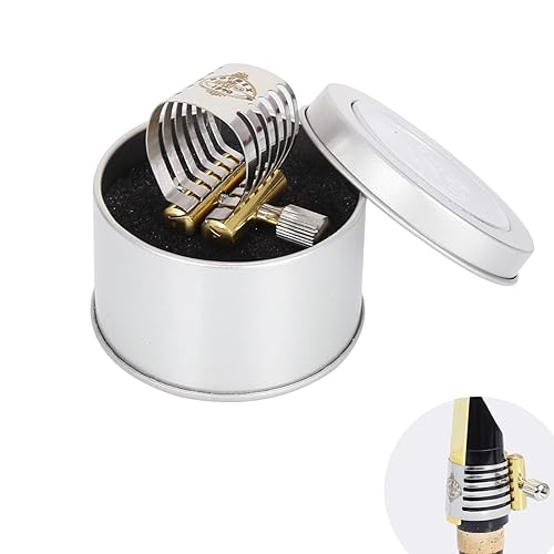 Eastern Music Saxophone Hard rubber mouthpiece Soprano alto Tenor metal ligature Ligature cap (Sandblust gold, Soprano MPC)