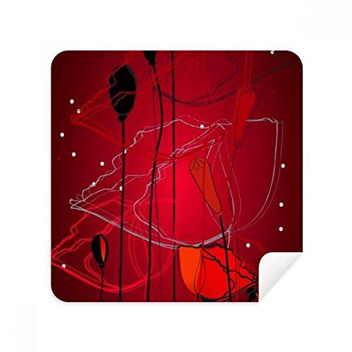 Chiffon de nettoyage pavot rouge en suède pour lunettes et écran de téléphone x2