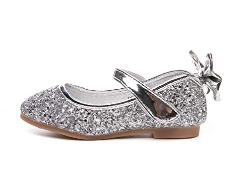 Kid's Girl's Adorable Bowknot Sparkle Mary Jane Flats Glitter Princess Wedding Party Dress Shoes2